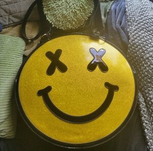 DOLLSKILL yellow smiley vinyl bag